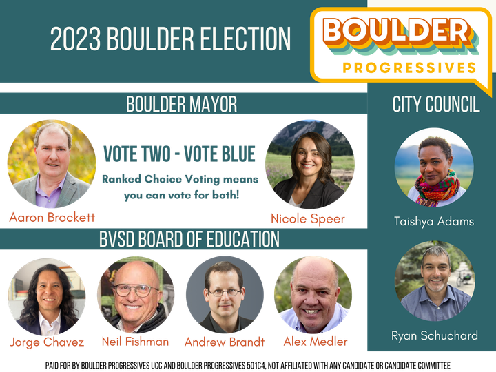 Boulder Progressives Announces 2023 Candidate Endorsements