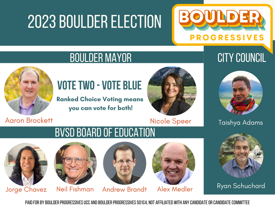 Boulder Progressives Announces 2023 Candidate Endorsements